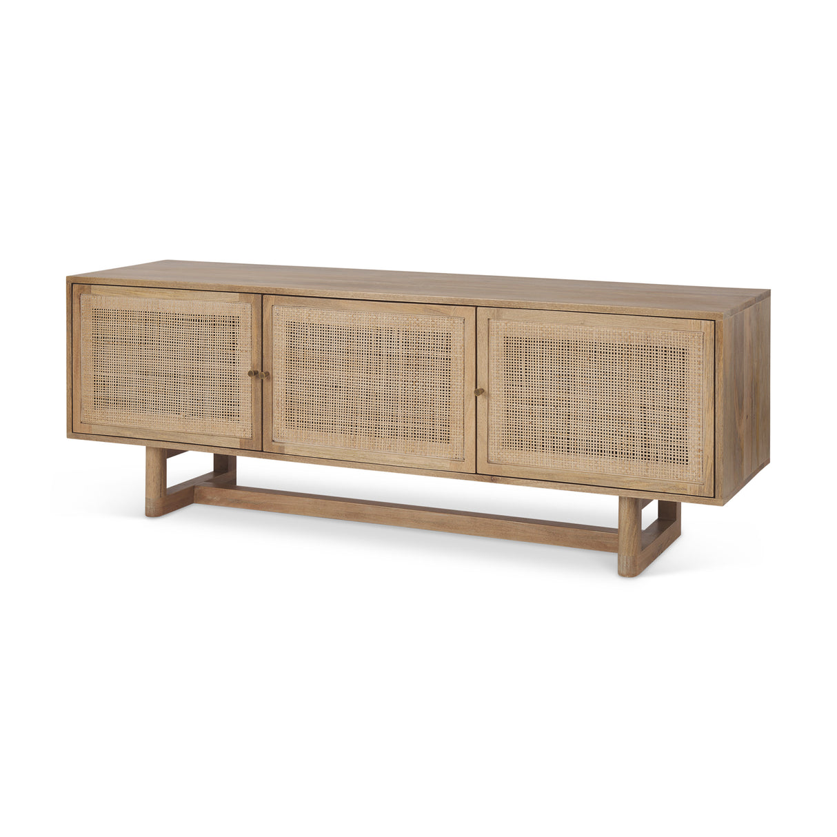 Grier 65" Light Brown Wood w/ Cane Media Console from Mercana - Luna Furniture