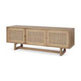 Grier 65" Light Brown Wood w/ Cane Media Console from Mercana - Luna Furniture