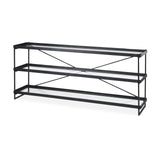 Trey 72.0"L x 16.0"W x 30.0"H Black Metal W/Glass Console Table from Mercana - Luna Furniture