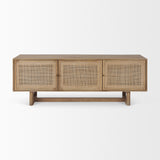 Grier 65" Light Brown Wood w/ Cane Media Console from Mercana - Luna Furniture