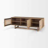 Grier 65" Light Brown Wood w/ Cane Media Console from Mercana - Luna Furniture