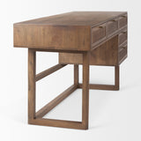 Grier 60" Medium Brown Solid Wood W/ Cane Office Desk from Mercana - Luna Furniture