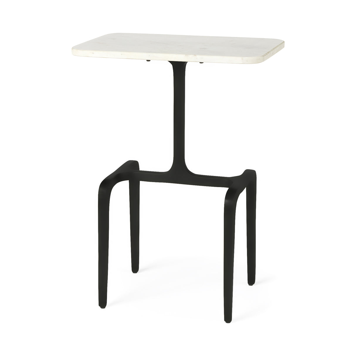 Preston White Marble Tabletop w/ Matte Black Iron Base Accent Table from Mercana - Luna Furniture