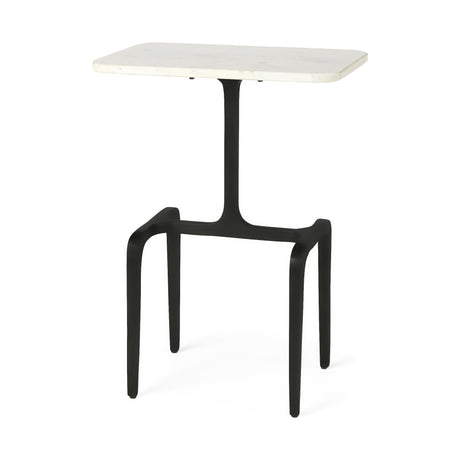 Preston White Marble Tabletop w/ Matte Black Iron Base Accent Table from Mercana - Luna Furniture
