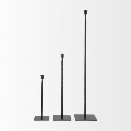 Porter 5.0L x 5.0W x 18.0H Medium Black Iron Candle Holder from Mercana - Luna Furniture