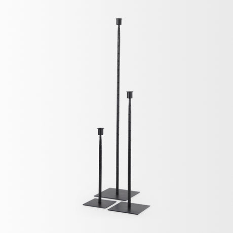 Porter 5.0L x 5.0W x 18.0H Medium Black Iron Candle Holder from Mercana - Luna Furniture