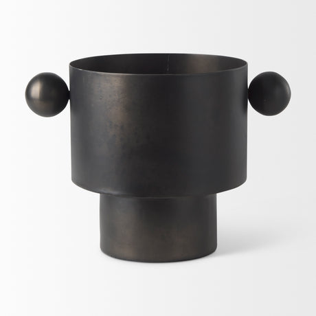 Juno 6.5H Medium Black Iron Vase from Mercana - Luna Furniture