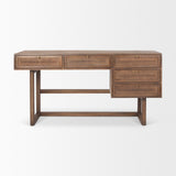Grier 60" Medium Brown Solid Wood W/ Cane Office Desk from Mercana - Luna Furniture