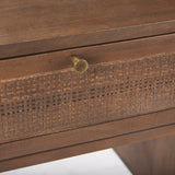 Grier 60" Medium Brown Solid Wood W/ Cane Office Desk from Mercana - Luna Furniture