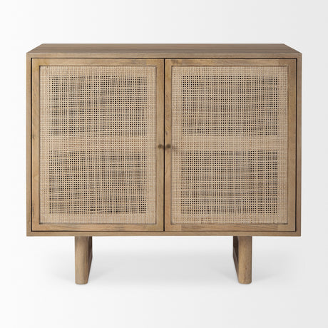 Grier 36" Light Brown Wood w/ Cane 2 Door Accent Cabinet from Mercana - Luna Furniture