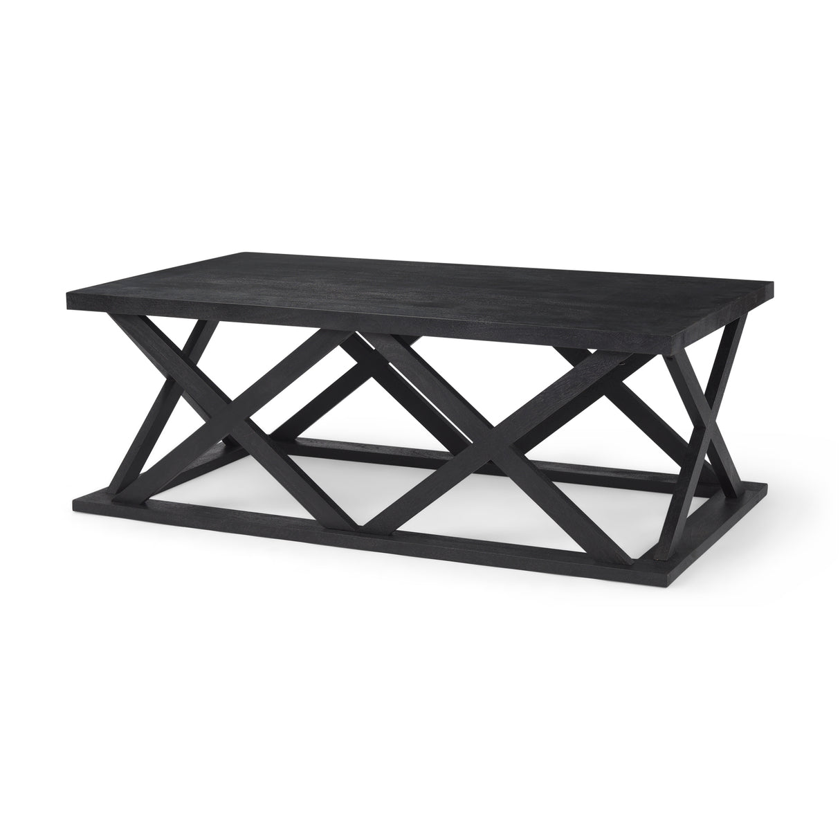 Forsey 48.0L x 28.0W x 17.5H Black Wood Rectangular Coffee Table from Mercana - Luna Furniture