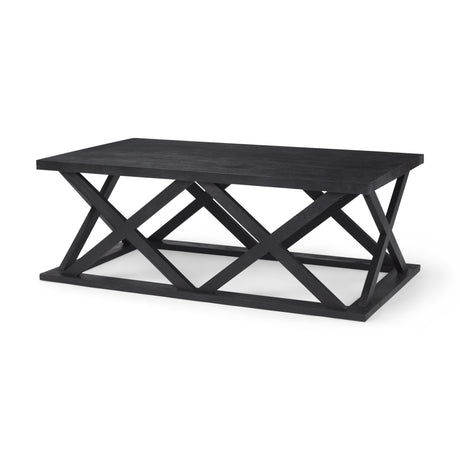 Forsey 48.0L x 28.0W x 17.5H Black Wood Rectangular Coffee Table from Mercana - Luna Furniture