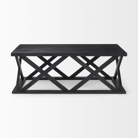 Forsey 48.0L x 28.0W x 17.5H Black Wood Rectangular Coffee Table from Mercana - Luna Furniture