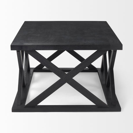 Forsey 48.0L x 28.0W x 17.5H Black Wood Rectangular Coffee Table from Mercana - Luna Furniture