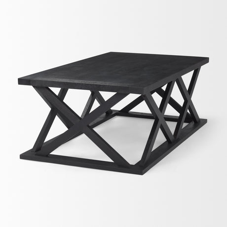 Forsey 48.0L x 28.0W x 17.5H Black Wood Rectangular Coffee Table from Mercana - Luna Furniture