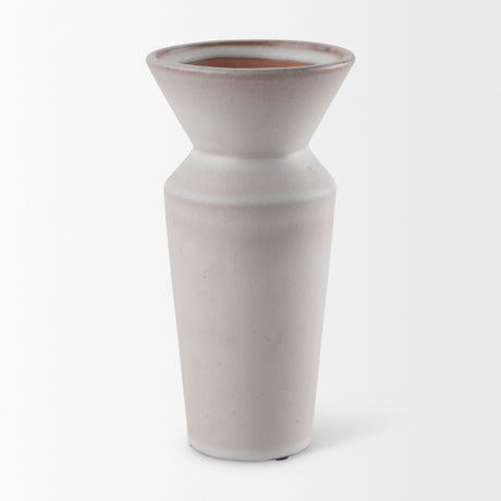 Esme 4.5L x 4.5W x 10.4H Whitewashed Ceramic Vase from Mercana - Luna Furniture