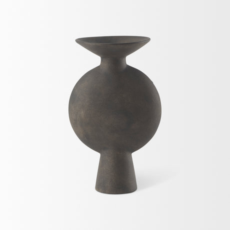 Kaz 6.7L x 5.5W x 11.2H Earthy Brown Ceramic Vase from Mercana - Luna Furniture