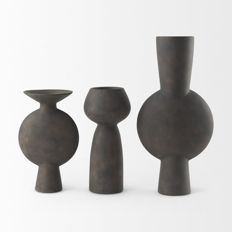 Kaz 6.7L x 5.5W x 11.2H Earthy Brown Ceramic Vase from Mercana - Luna Furniture