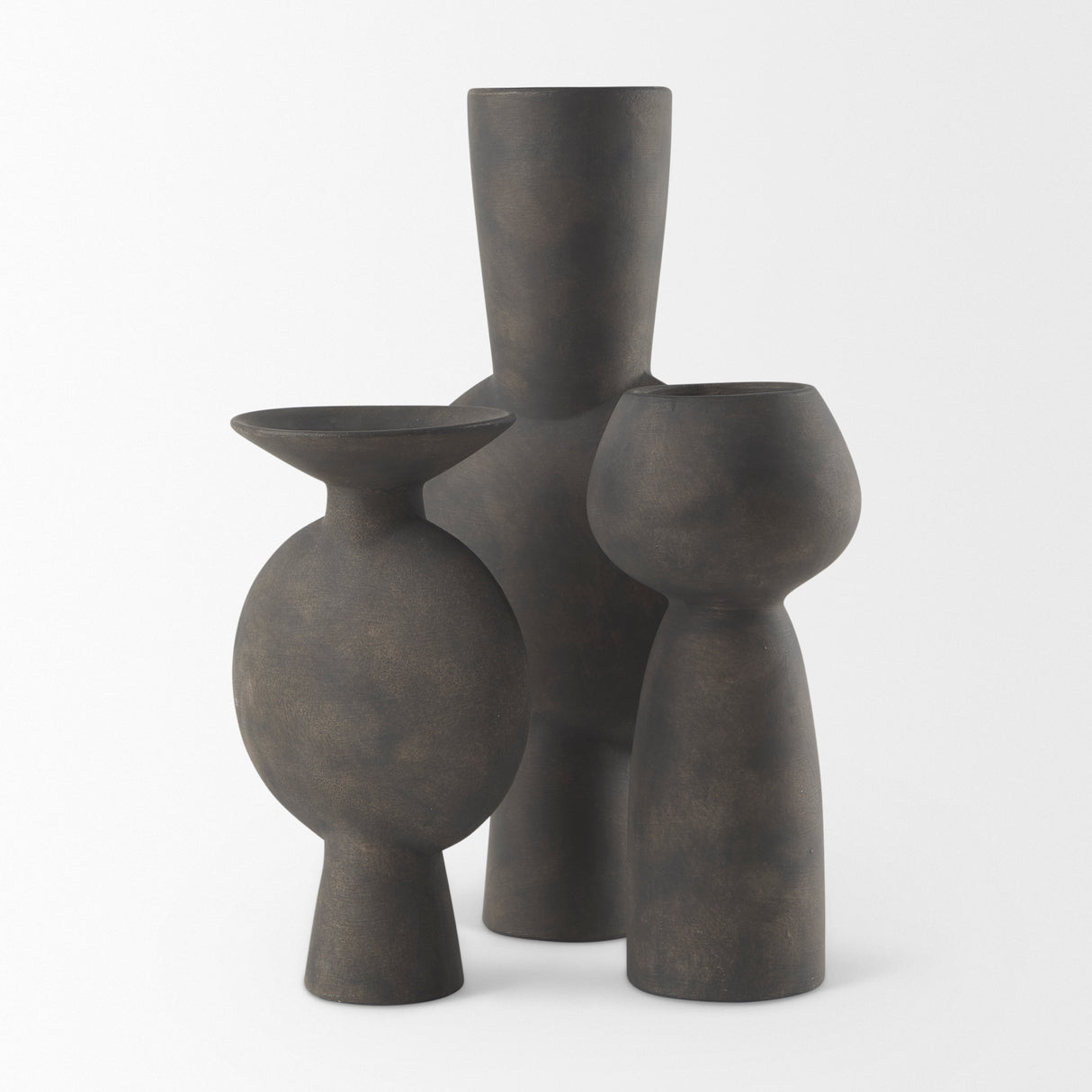 Kaz 8.3L x 3.9W x 16.7H Earthy Brown Ceramic Vase from Mercana - Luna Furniture