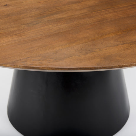 Mitchell Black Metal Pedestal Base with Brown Wood Top Dining Table 63.0L x 63.0W x 30.0H from Mercana - Luna Furniture