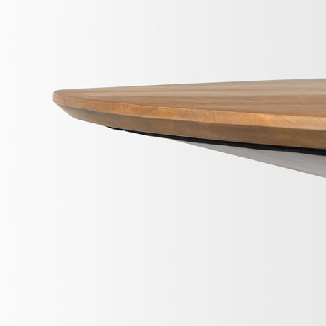 Mitchell Black Metal Pedestal Base with Brown Wood Top Dining Table 63.0L x 63.0W x 30.0H from Mercana - Luna Furniture