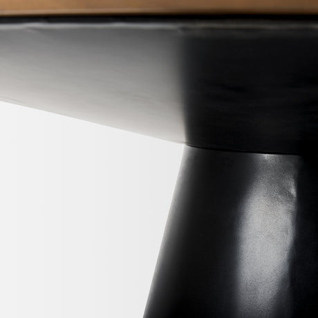 Mitchell Black Metal Pedestal Base with Brown Wood Top Dining Table 63.0L x 63.0W x 30.0H from Mercana - Luna Furniture