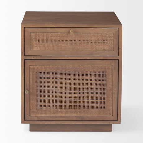 Grier Medium Brown Wood w/ Cane End Table from Mercana - Luna Furniture