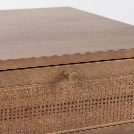 Grier Medium Brown Wood w/ Cane End Table from Mercana - Luna Furniture