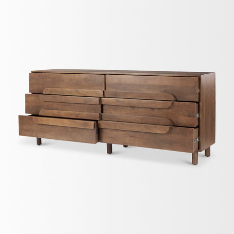 Astrid 71L x 17W x 30.3H Medium Brown Solid Wood 6 Drawer Sideboard from Mercana - Luna Furniture