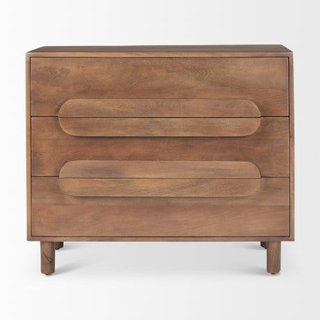 Astrid 36L x 17W x 30.3H Medium Brown Solid Wood 3 Drawer Cabinet from Mercana - Luna Furniture