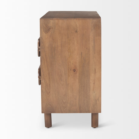 Astrid 36L x 17W x 30.3H Medium Brown Solid Wood 3 Drawer Cabinet from Mercana - Luna Furniture