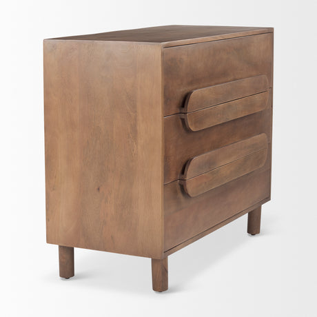 Astrid 36L x 17W x 30.3H Medium Brown Solid Wood 3 Drawer Cabinet from Mercana - Luna Furniture