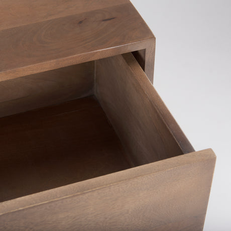 Astrid 36L x 17W x 30.3H Medium Brown Solid Wood 3 Drawer Cabinet from Mercana - Luna Furniture