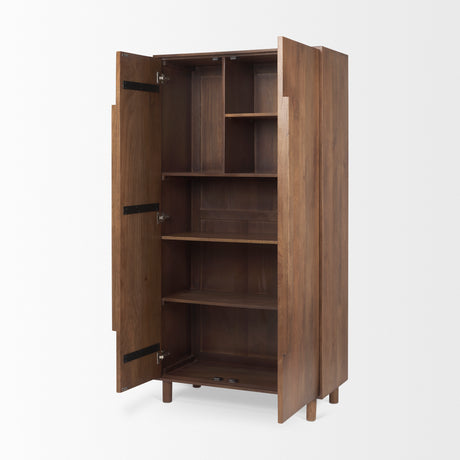 Astrid 36.0L x 17.0W x 70.0H Medium Brown Solid Wood Armoire from Mercana - Luna Furniture