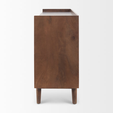 Lillie Medium Brown Wood 4 Door Tray Top Sideboard from Mercana - Luna Furniture
