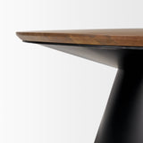 Mitchell 40.0L x 40.0W x 16.0H Black Metal Pedestal Base with Brown Wood Top Coffee Table from Mercana - Luna Furniture