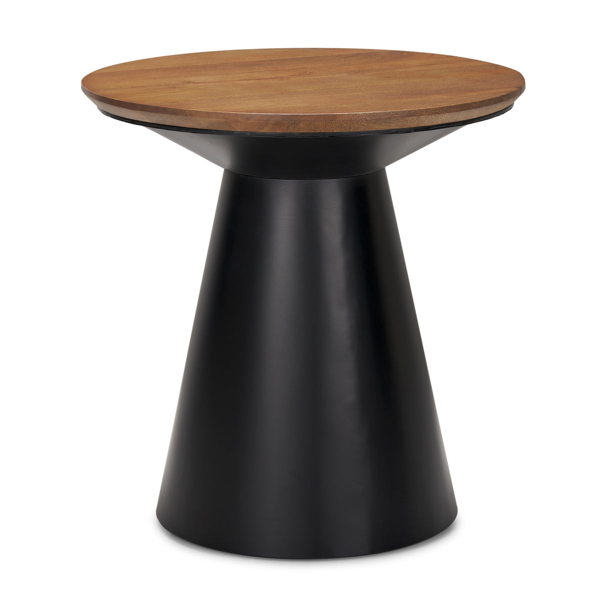 Mitchell 22.0L x 22.0W x 23.0H Black Metal Pedetal Base with Brown Wood Top Side Table from Mercana - Luna Furniture