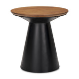 Mitchell 22.0L x 22.0W x 23.0H Black Metal Pedetal Base with Brown Wood Top Side Table from Mercana - Luna Furniture