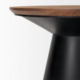 Mitchell 22.0L x 22.0W x 23.0H Black Metal Pedetal Base with Brown Wood Top Side Table from Mercana - Luna Furniture
