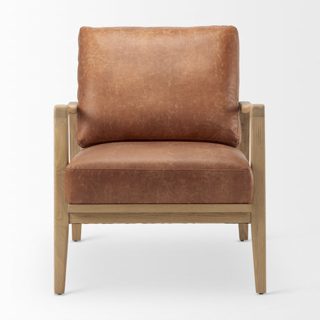 Raeleigh Tan Faux Leather Accent Chair from Mercana - Luna Furniture