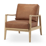 Raeleigh 28.0L x 34.1W x 34.4H Cognac Leather W/ Light Brown Wood Frame Accent Chair from Mercana - Luna Furniture