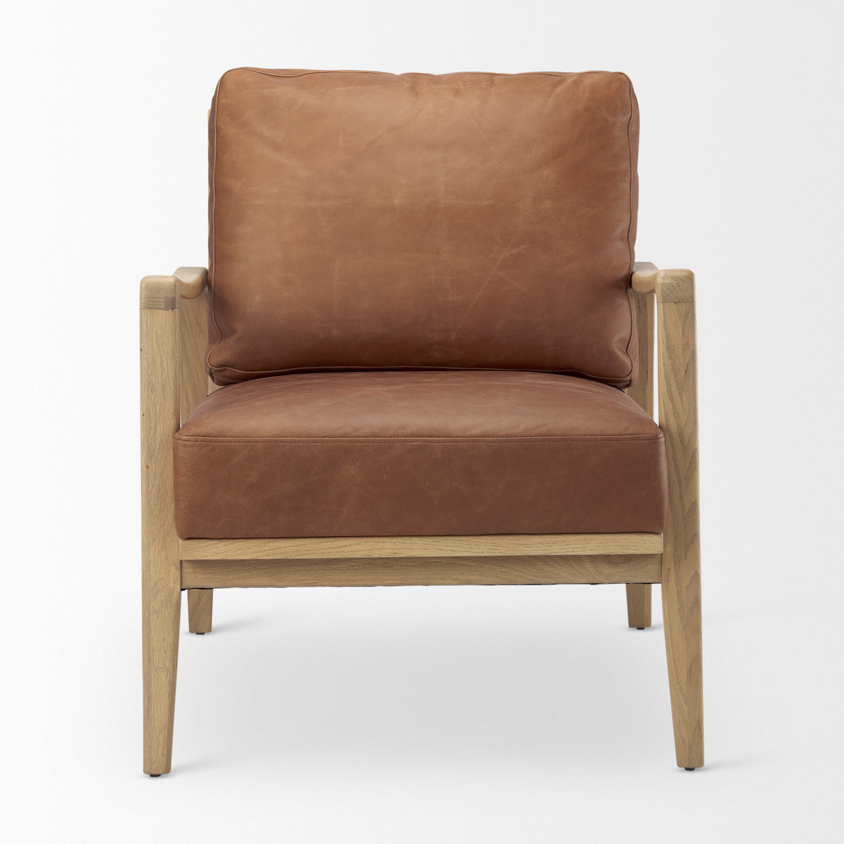 Raeleigh 28.0L x 34.1W x 34.4H Cognac Leather W/ Light Brown Wood Frame Accent Chair from Mercana - Luna Furniture