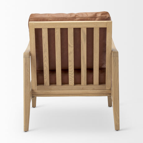Raeleigh 28.0L x 34.1W x 34.4H Cognac Leather W/ Light Brown Wood Frame Accent Chair from Mercana - Luna Furniture