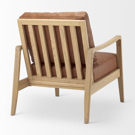 Raeleigh 28.0L x 34.1W x 34.4H Cognac Leather W/ Light Brown Wood Frame Accent Chair from Mercana - Luna Furniture