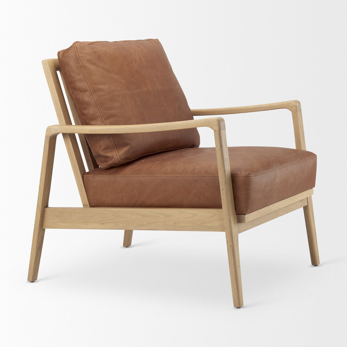 Raeleigh 28.0L x 34.1W x 34.4H Cognac Leather W/ Light Brown Wood Frame Accent Chair from Mercana - Luna Furniture