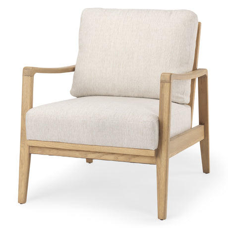 Raeleigh 28.0L x 34.1W x 34.4H Cream Fabric W/Light Brown Wood Accent Chair from Mercana - Luna Furniture