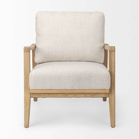 Raeleigh 28.0L x 34.1W x 34.4H Cream Fabric W/Light Brown Wood Accent Chair from Mercana - Luna Furniture