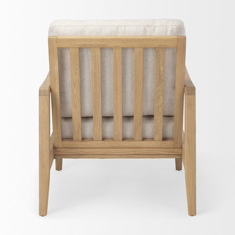 Raeleigh 28.0L x 34.1W x 34.4H Cream Fabric W/Light Brown Wood Accent Chair from Mercana - Luna Furniture