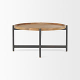 Marquisa 34.25L x 34.25W x 16.5H Small Brown Wood w/ Black Metal Coffee Table from Mercana - Luna Furniture