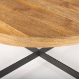 Marquisa 34.25L x 34.25W x 16.5H Small Brown Wood w/ Black Metal Coffee Table from Mercana - Luna Furniture